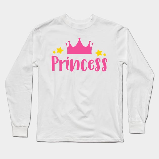 Princess, Little Princess, Crown, Stars Long Sleeve T-Shirt by Jelena Dunčević